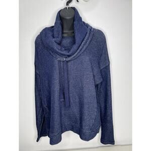 Lauren Ralph Lauren Navy Heather Cowl Neck Drawstring Sweatshirt Size Medium